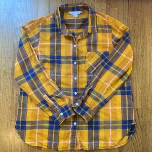 Old Navy Classic Shirt Mustard Plaid Size Large